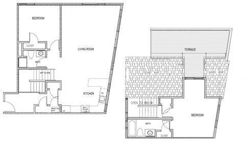 Floor plan for 2 beds, 2 baths, 1134 sqft